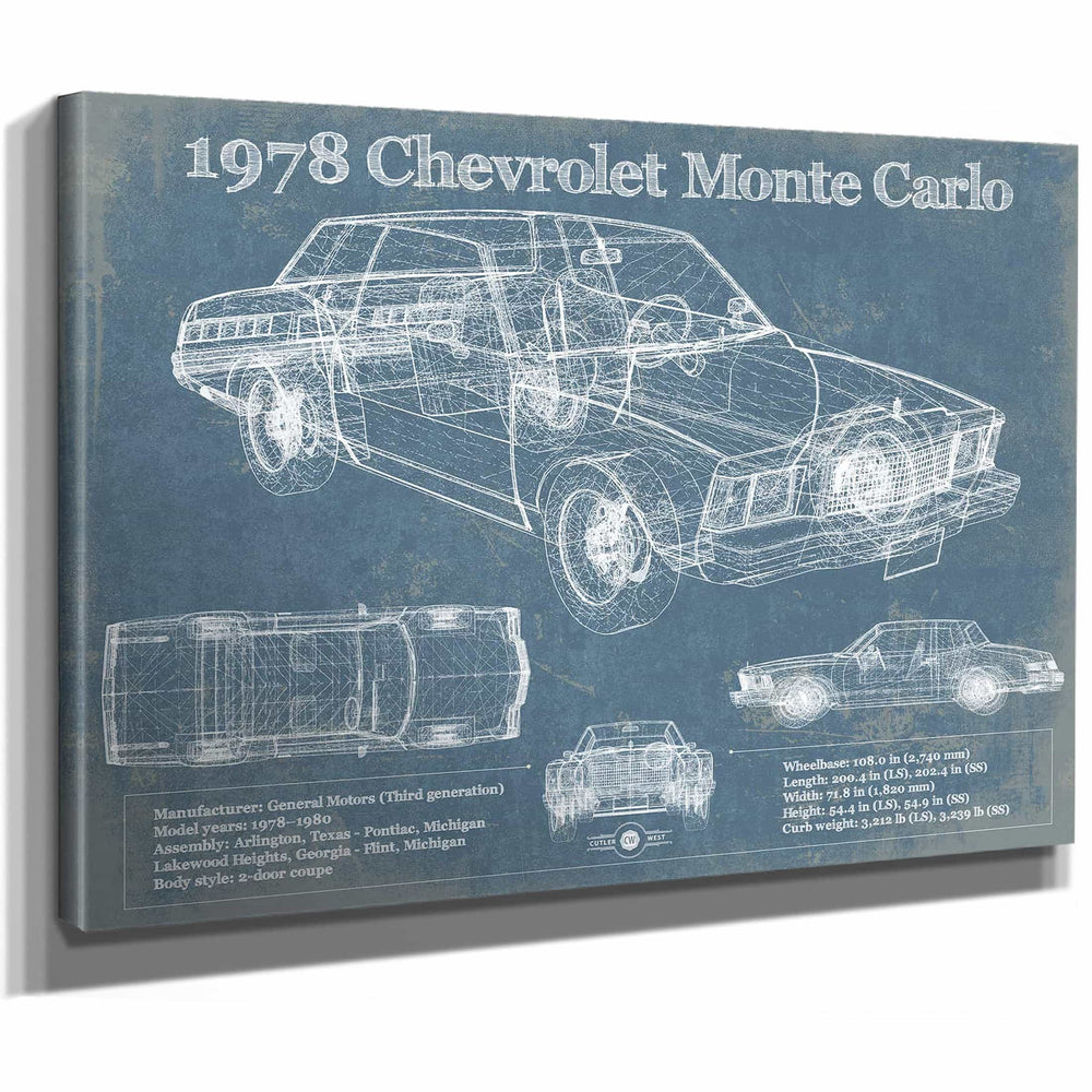 1978 Chevrolet Monte Carlo Blueprint Vintage Auto Patent Print