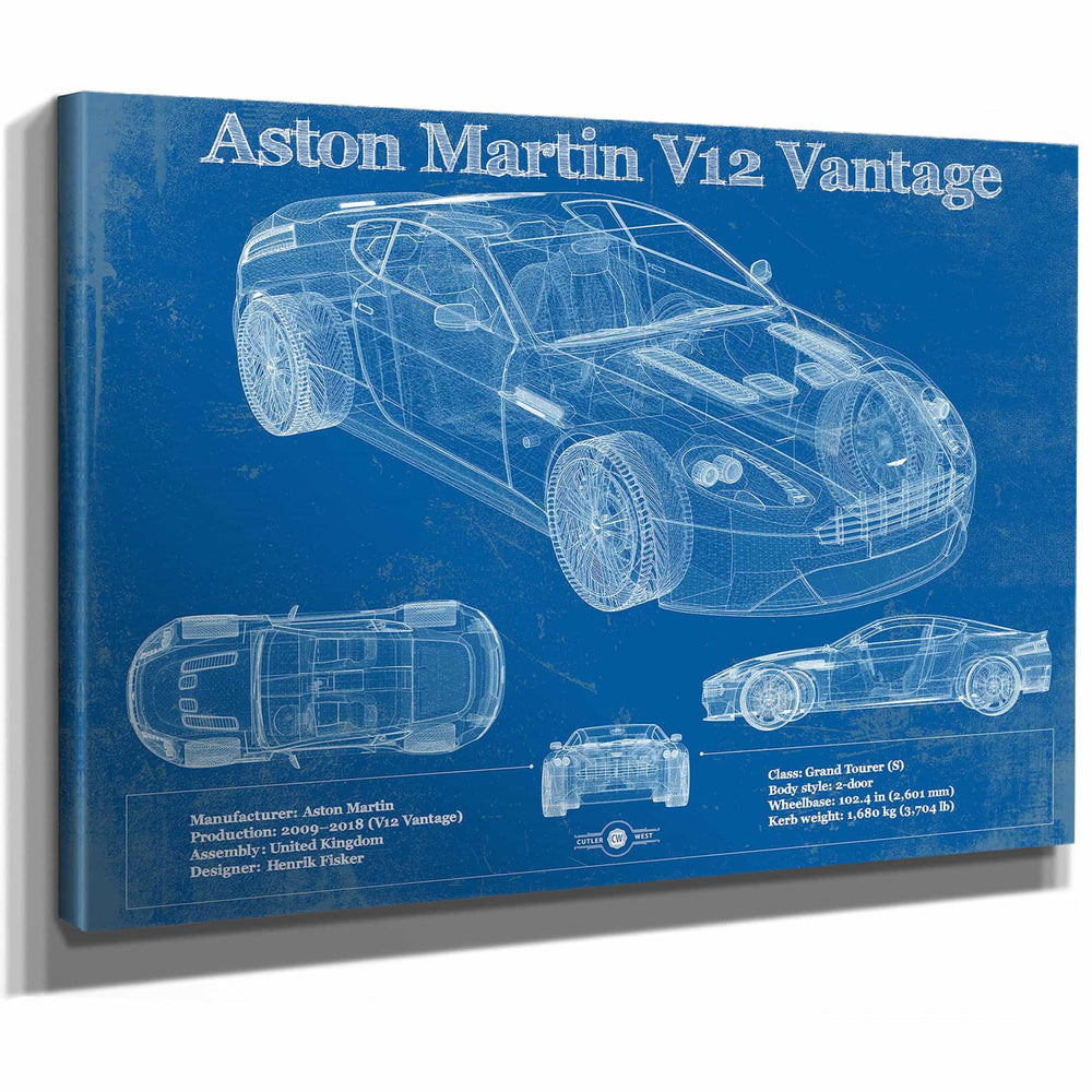 Original Aston Martin V12 Blueprint Vintage Auto Print
