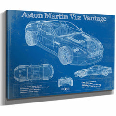 Original Aston Martin V12 Blueprint Vintage Auto Print