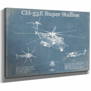 Sikorsky CH-53E Super Stallion Vintage Aviation Blueprint Military Print