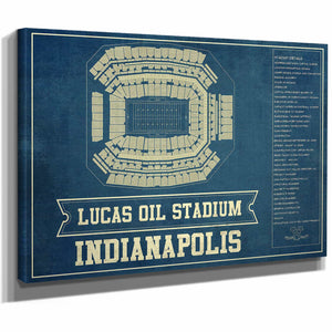 Indianapolis Colts Lucas Oil Stadium Blueprint - Vintage Football Print