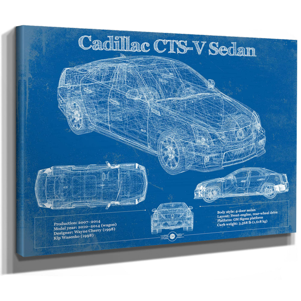 Cadillac CTS-V Sedan Blueprint Vintage Auto Print