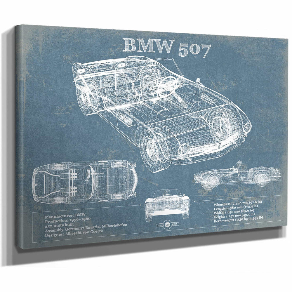 BMW 507 Vintage Blueprint Auto Print