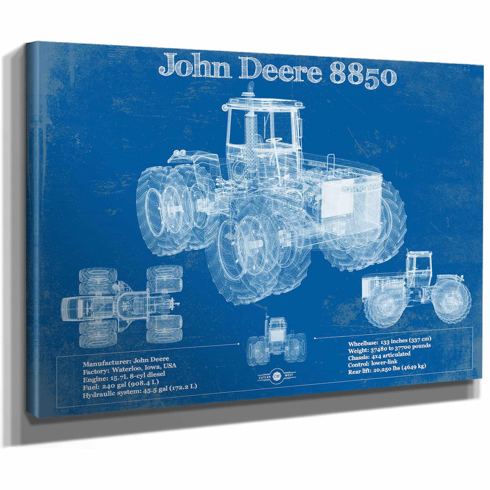 1982 John Deere 8850 4wd Tractor Vintage Blueprint Auto Print
