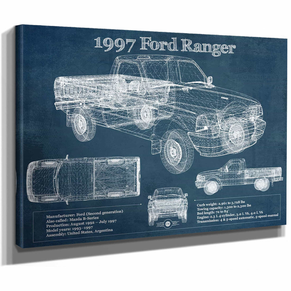 1997 Ford Ranger Blueprint Vintage Auto Print