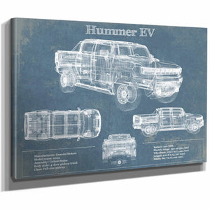 Hummer EV Blueprint Vintage Auto Print