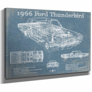 1966 Ford Thunderbird Blueprint Vintage Auto Print