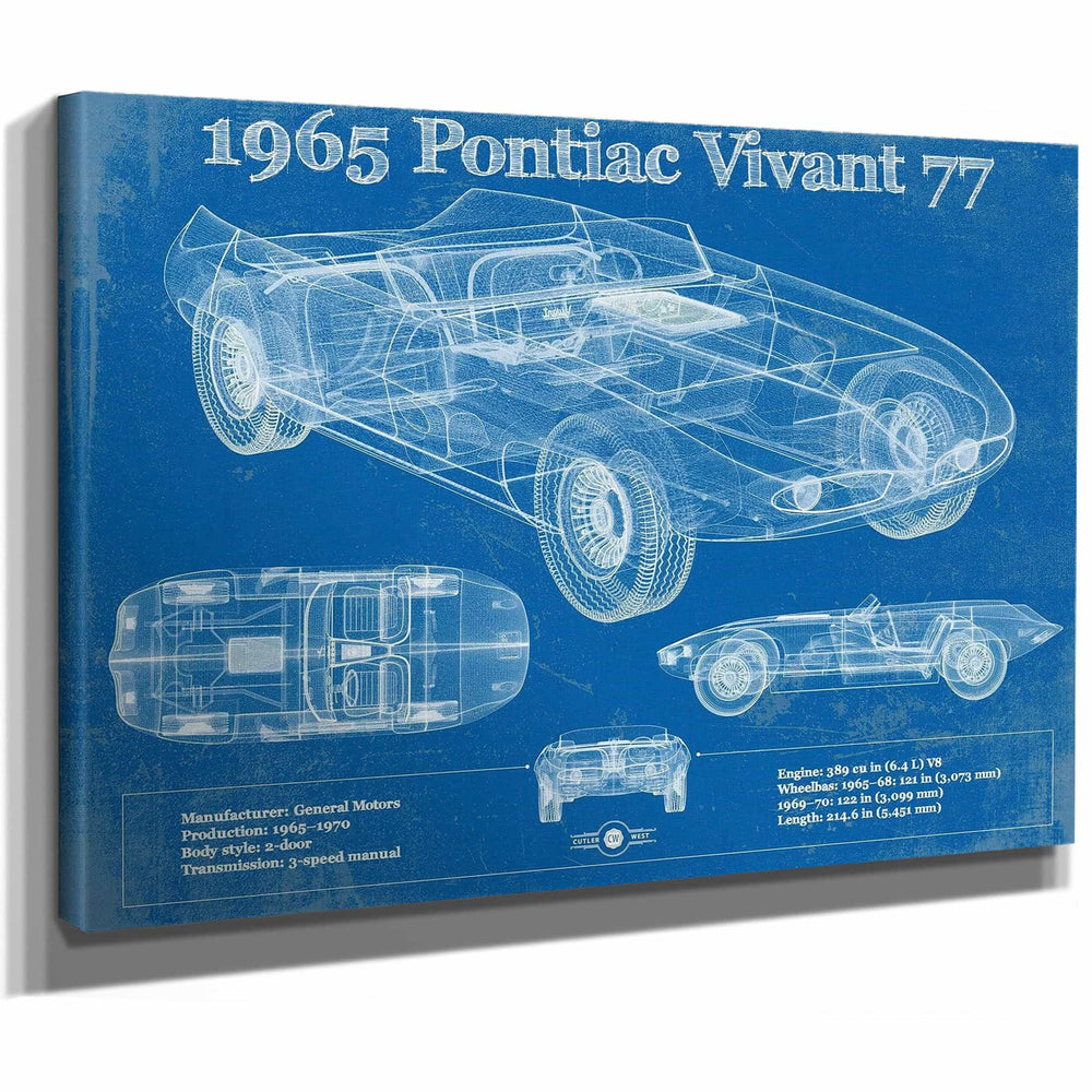 1965 Pontiac Vivant 77 Vintage Blueprint Auto Print