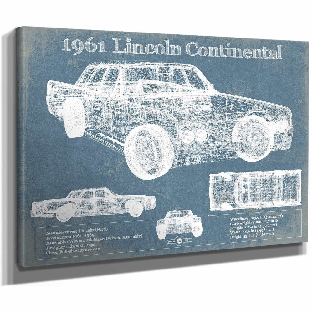 1961 Lincoln Continental Sedan Vintage Blueprint Auto Print