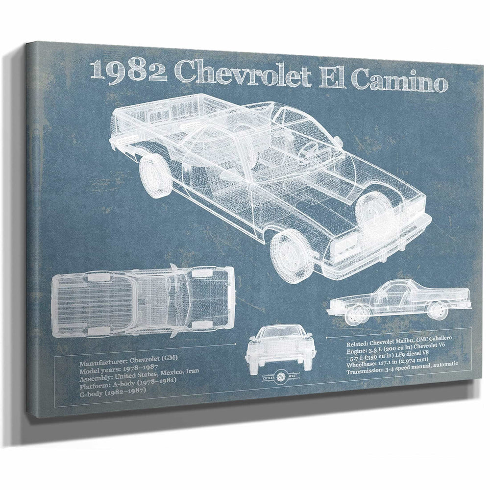 1982 Chevrolet El Camino Vintage Blueprint Auto Print
