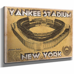 NY Yankees - Yankee Stadium Blueprint Vintage Baseball Print