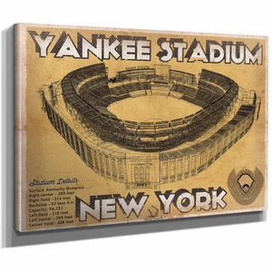 NY Yankees - Yankee Stadium Blueprint Vintage Baseball Print