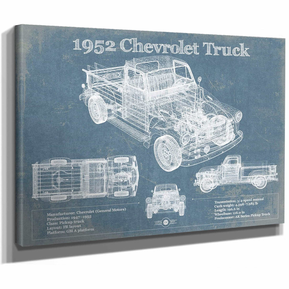 1952 Chevrolet Truck Blueprint Vintage Auto Print