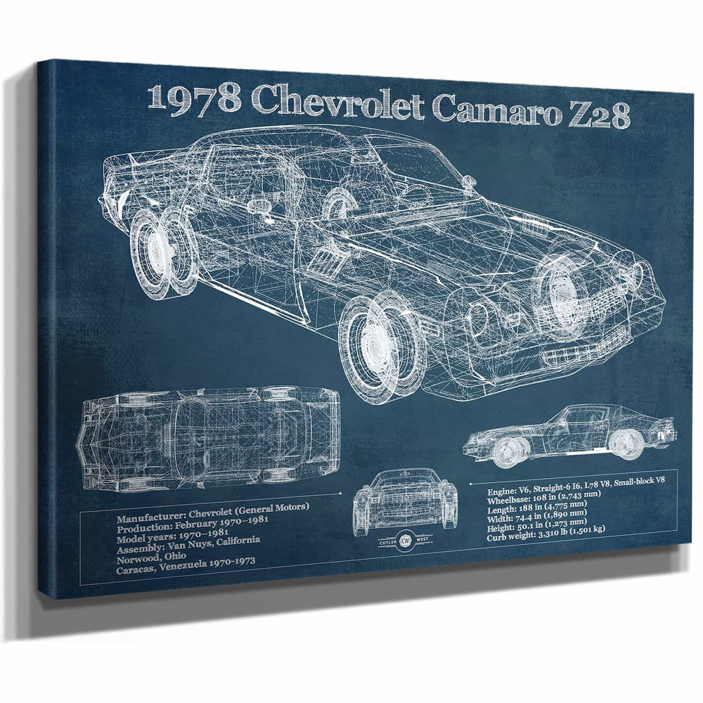 1978 Chevrolet Camaro Z28 Blueprint Vintage Auto Patent Print