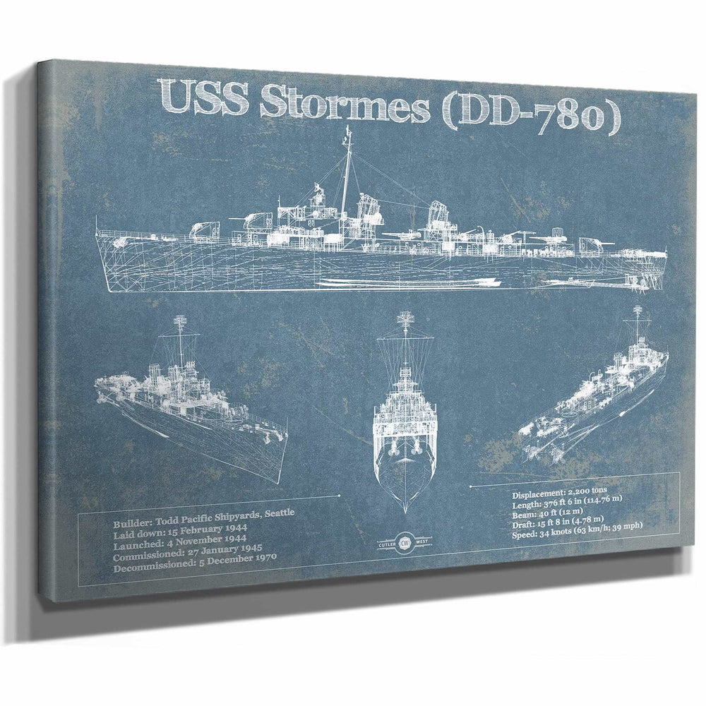 USS Stormes (DD-780) Allen M. Sumner-class Destroyer Blueprint Original Military Wall Art