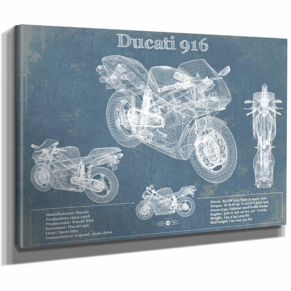 Ducati 916 Blueprint Motorcycle Patent Print