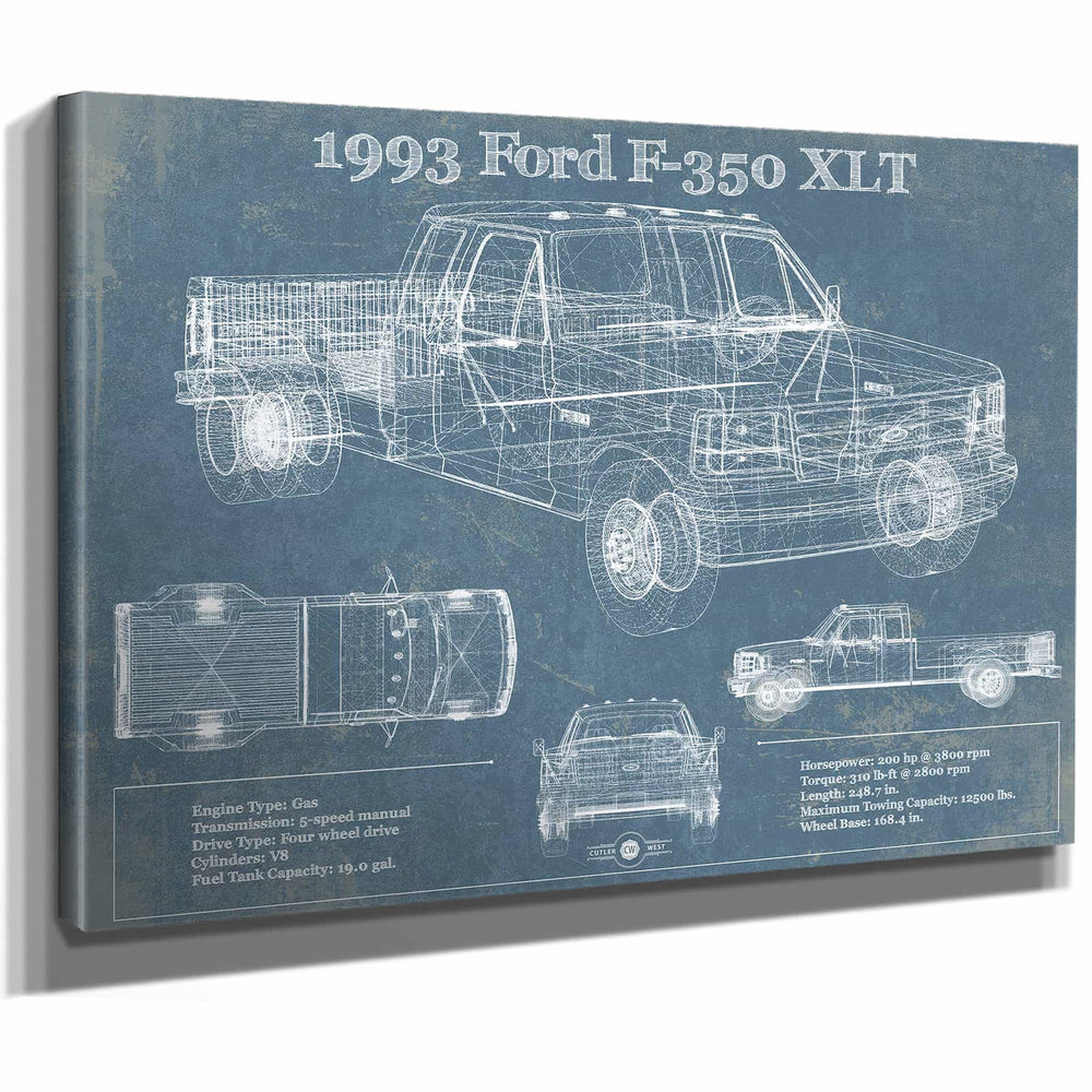 1993 Ford F-350 XLT Vintage Blueprint Auto Print