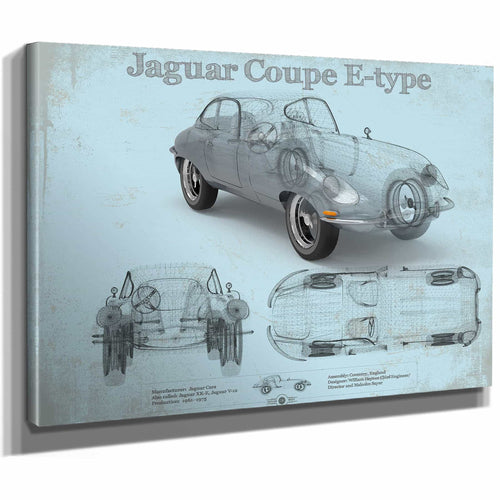 Jaguar Coupe E Type Car Original Blueprint Art