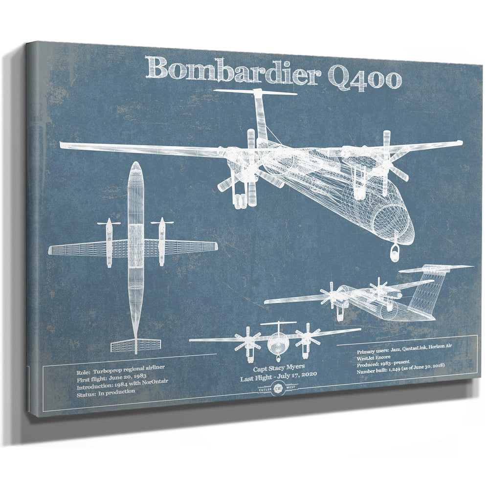 Bombardier Dash 8 - Q400 Vintage Aviation Blueprint Print