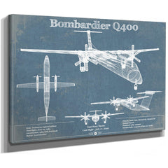 Bombardier Dash 8 - Q400 Vintage Aviation Blueprint Print