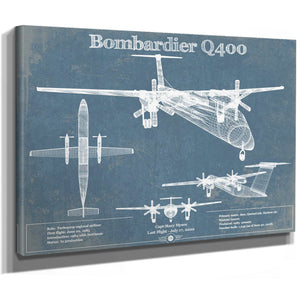 Bombardier Dash 8 - Q400 Vintage Aviation Blueprint Print
