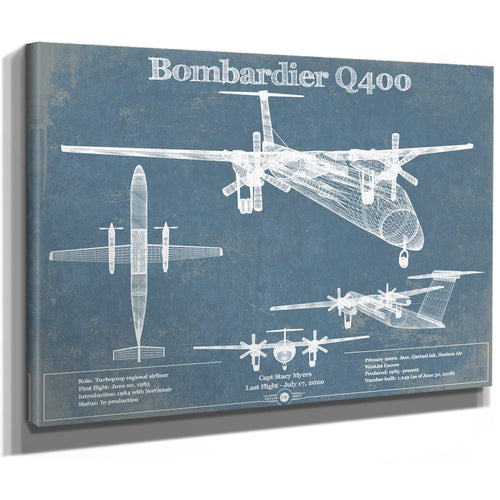 Bombardier Dash 8 - Q400 Vintage Aviation Blueprint Print