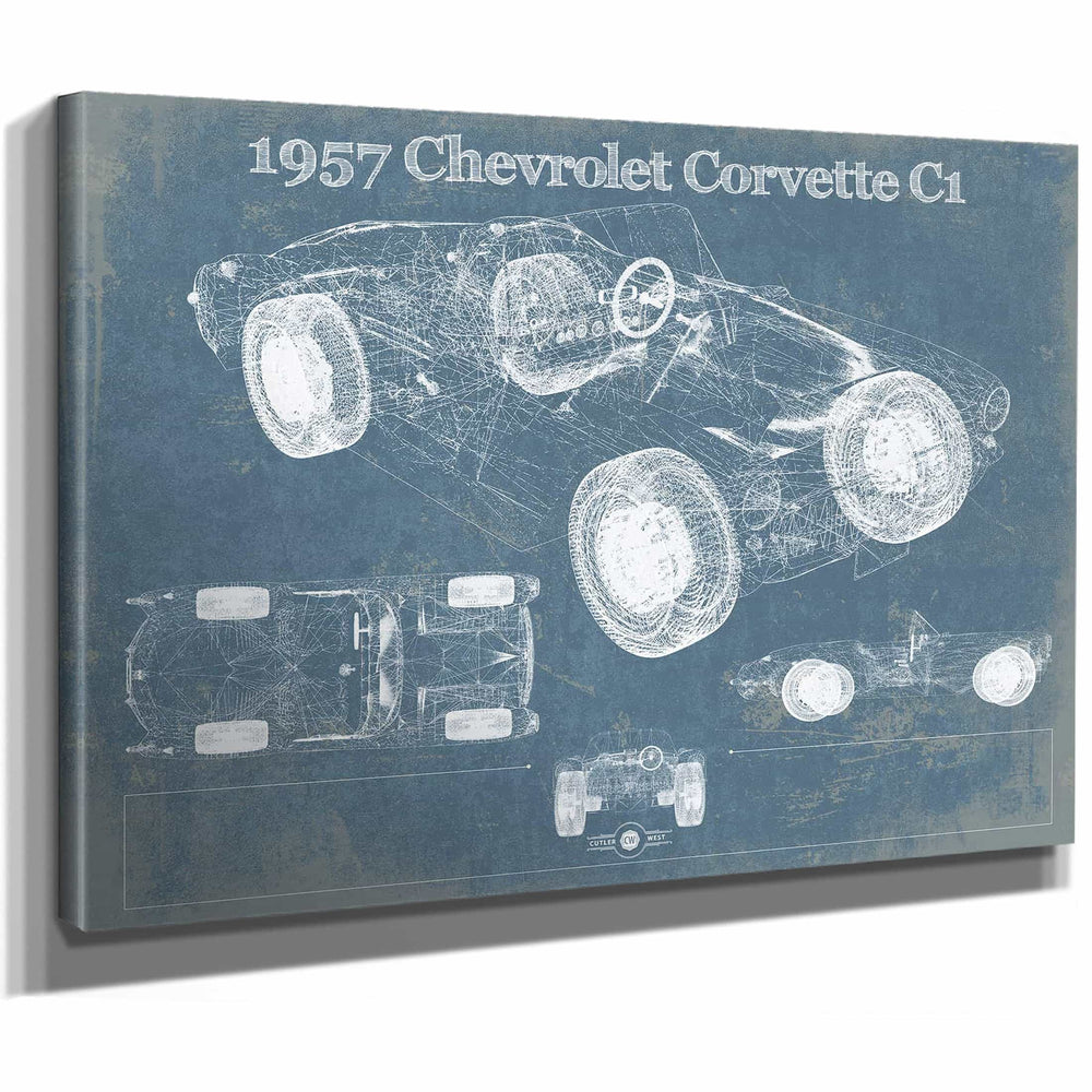 1957 Chevrolet Corvette C1 Vintage Blueprint Auto Print
