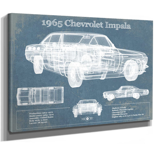 1965 Chevrolet Impala Blueprint Vintage Auto Print