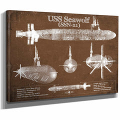 USS Seawolf (SSN-21) Blueprint Original Military Wall Art - Customizable