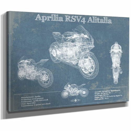 Aprilia RSV4 Alitalia Blueprint Motorcycle Patent Print