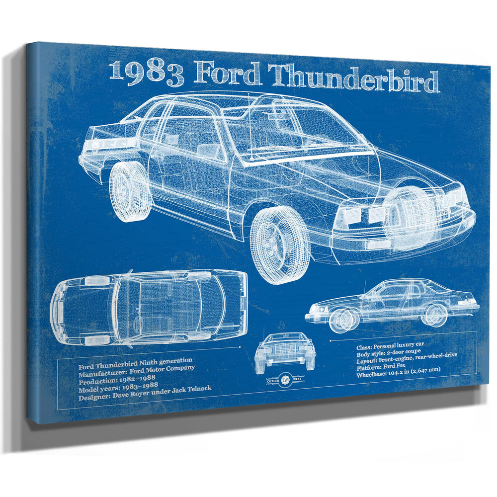 1983 Ford Thunderbird Vintage Blueprint Auto Print