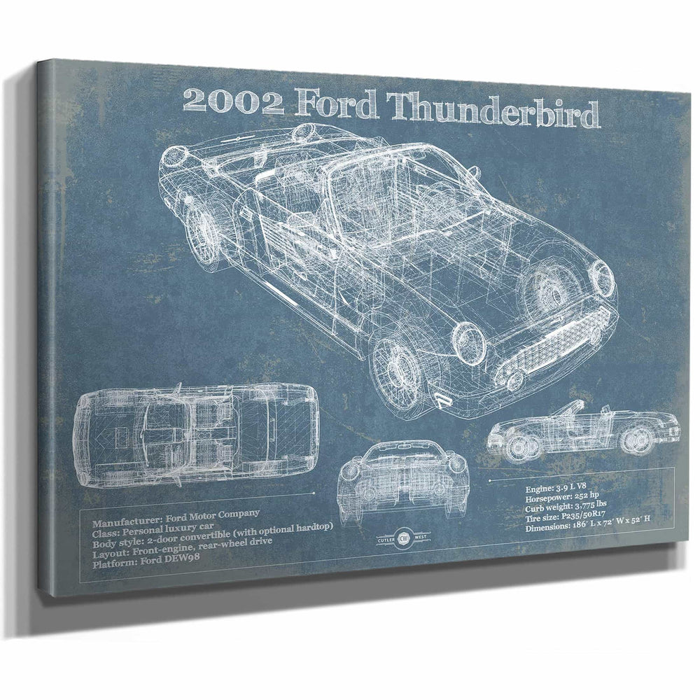 2002 Ford Thunderbird Original Blueprint Art