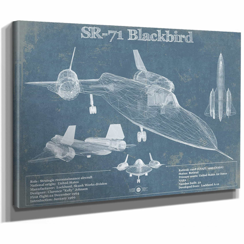 SR-71 Blackbird Blue Version - Aircraft Original Military Wall Art