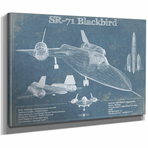 SR-71 Blackbird Blue Version - Aircraft Original Military Wall Art