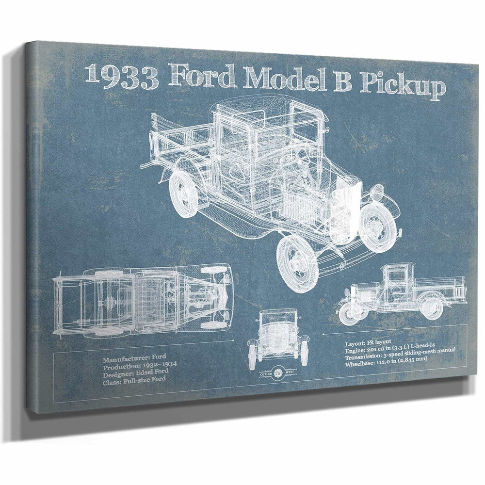 1933 Ford Model B Pickup Vintage Blueprint Auto Print