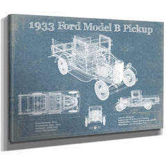 1933 Ford Model B Pickup Vintage Blueprint Auto Print
