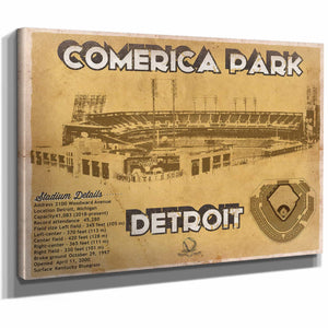 Vintage Detroit Tigers Comerica Park Baseball Print