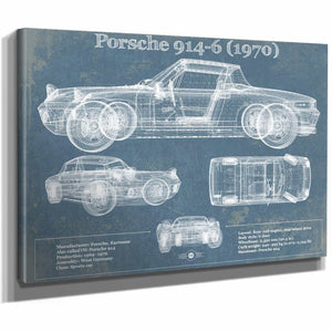 1970 Porsche 914-6 Vintage Blueprint Auto Print