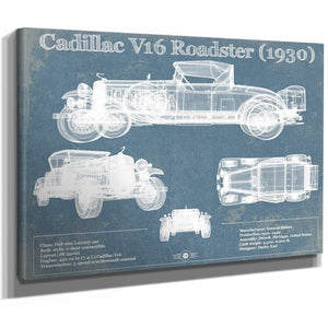 Cadillac V16 Roadster (1930) Vintage Blueprint Auto Print
