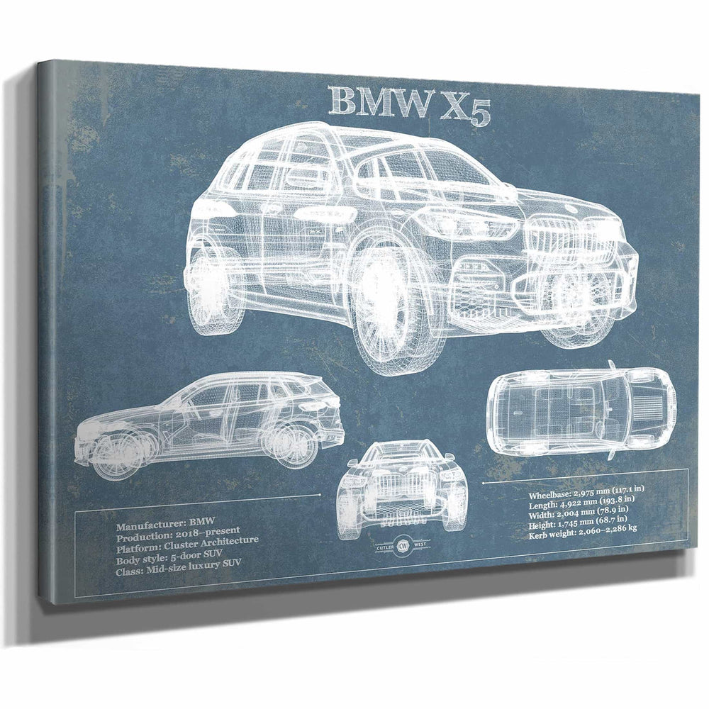 BMW X5 Vintage Blueprint Auto Print