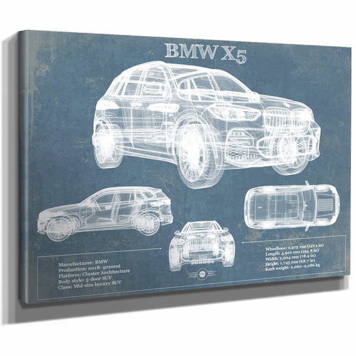 BMW X5 Vintage Blueprint Auto Print