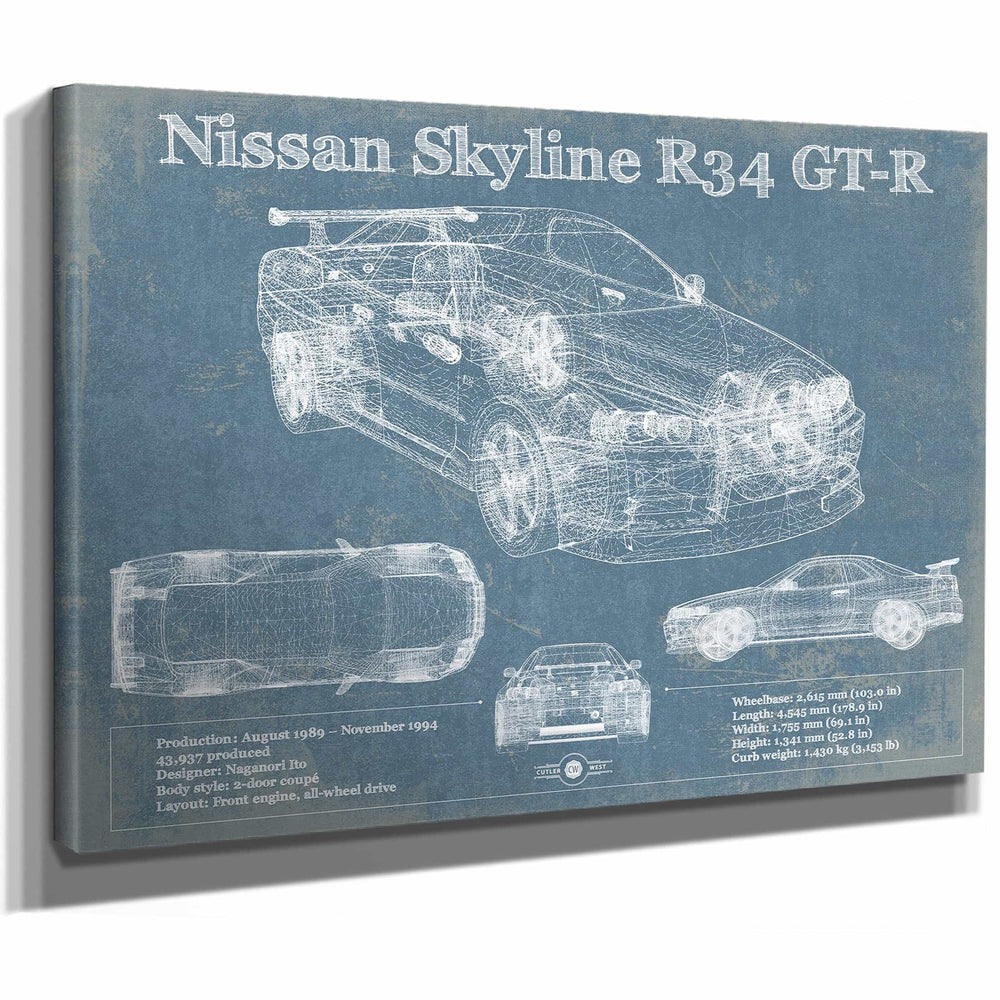 Nissan Skyline R34 GT-R Original Blueprint Art