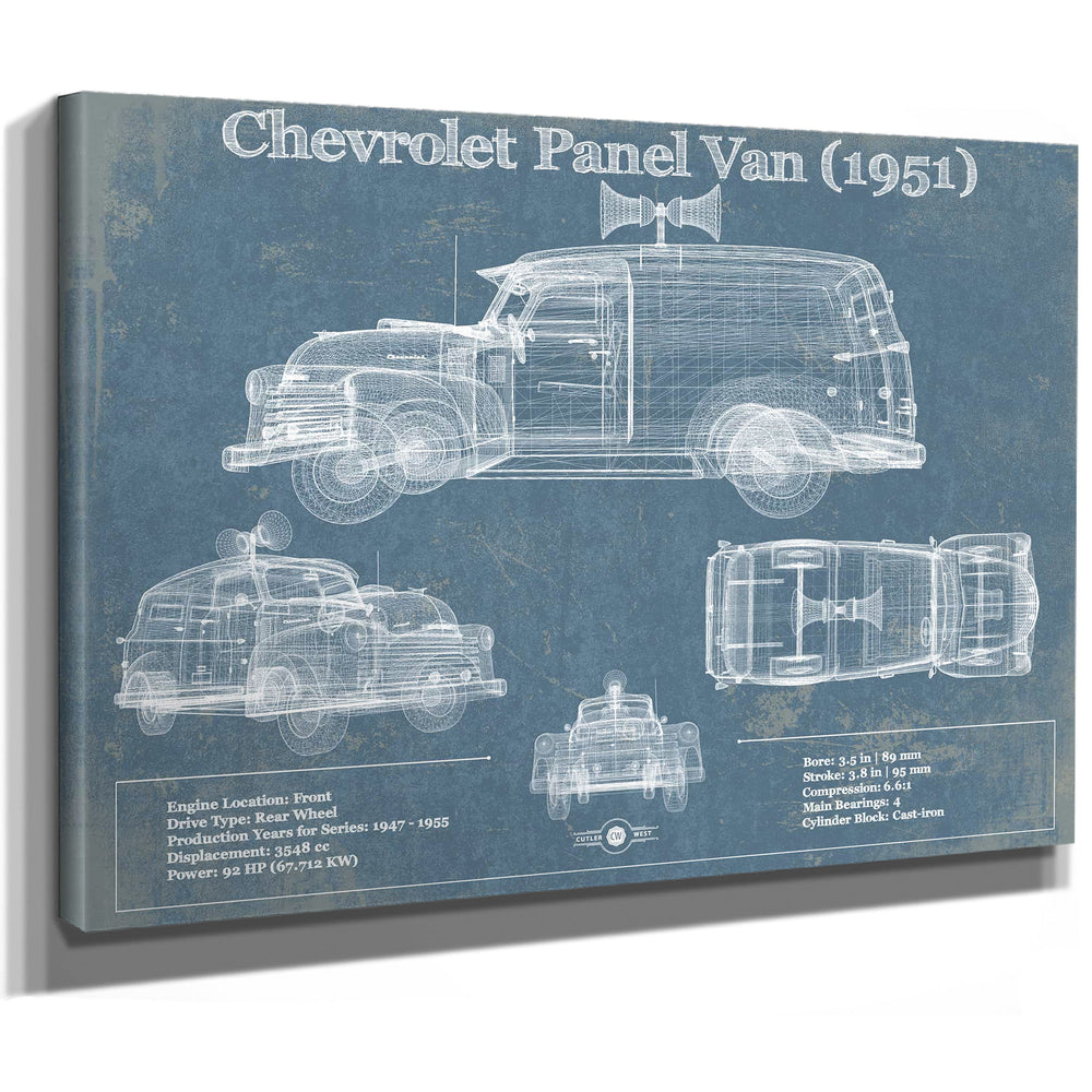 Chevrolet Panel Van 1951 Car Blueprint Vintage Auto Print