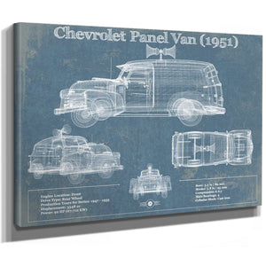 Chevrolet Panel Van 1951 Car Blueprint Vintage Auto Print