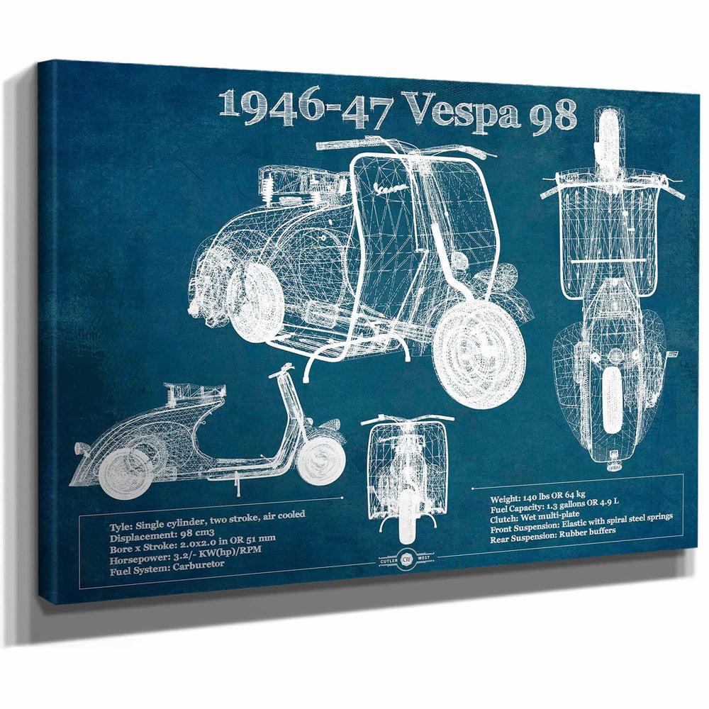 1946-47 Vespa 98 Vintage Blueprint Auto Print