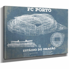 F.C. Porto Estadio Do Dragao Stadium Blueprint Vintage Soccer Print