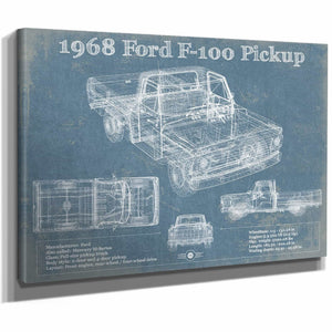 1968 Ford F-100 Pickup Vintage Blueprint Auto Print