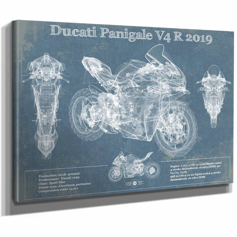 Ducati Panigale V4 R 2019 Vintage Blueprint Motorcycle Patent Print