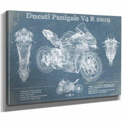 Ducati Panigale V4 R 2019 Vintage Blueprint Motorcycle Patent Print