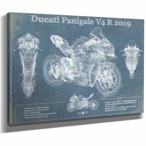 Ducati Panigale V4 R 2019 Vintage Blueprint Motorcycle Patent Print